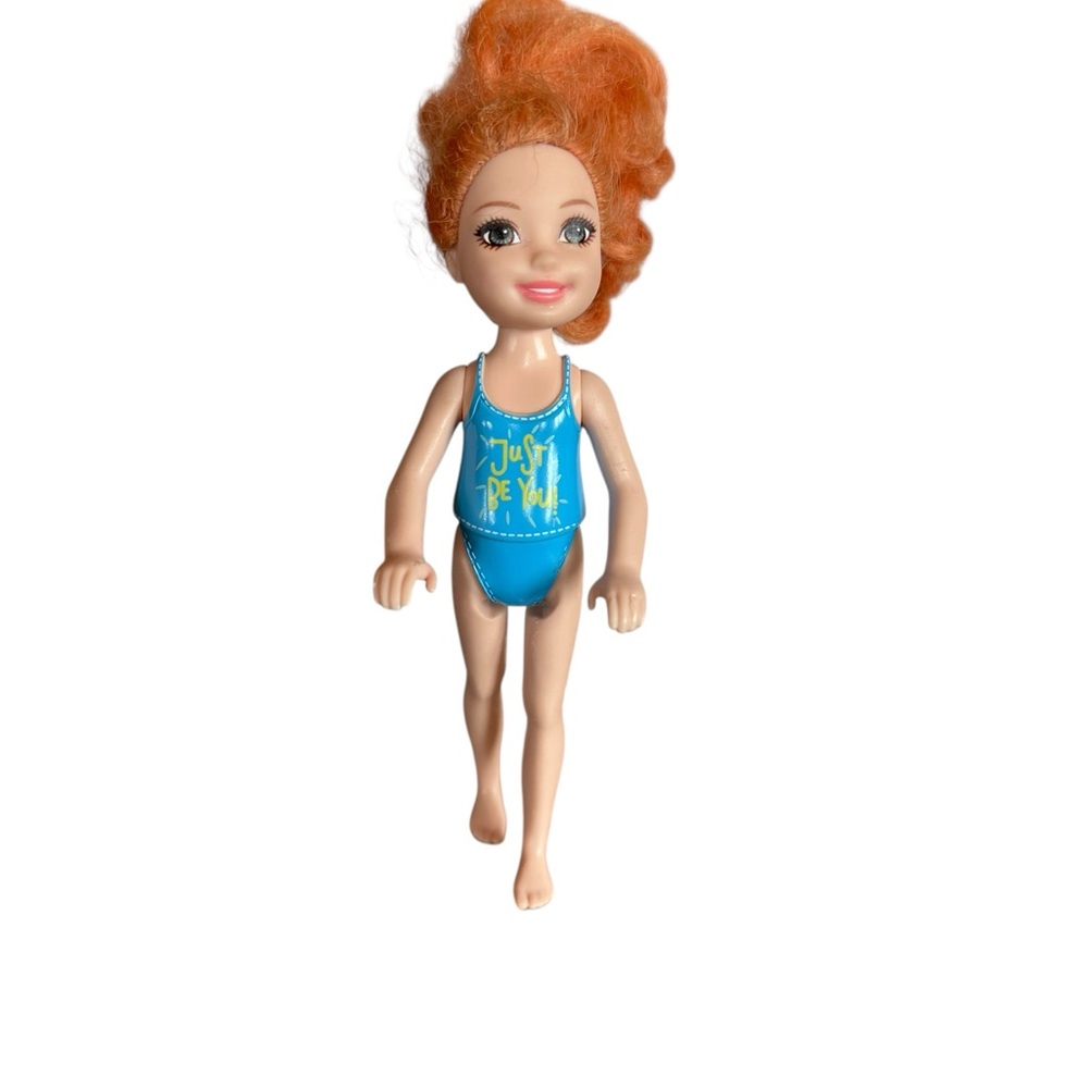 2016 Barbie Club Chelsea Red Orange Hair Just Be You 5.5” Blue Swimsuit  Doll